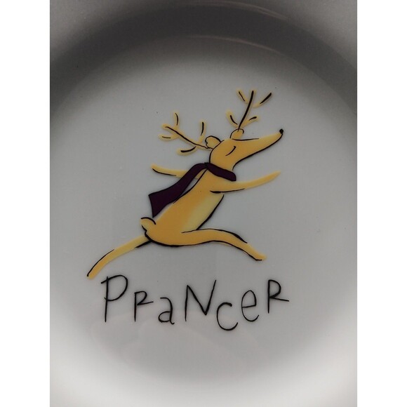 Pottery Barn PRANCER Reindeer Salad Dessert Plate 8” Christmas Silver Rimmed EUC - Picture 2 of 5